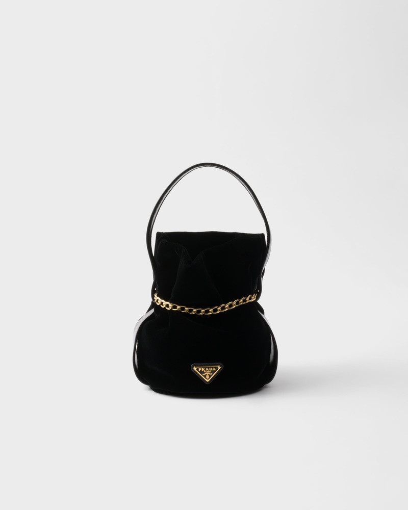 Prada Petit Sac Noir mini velvet and nappa leather bucket bag 4