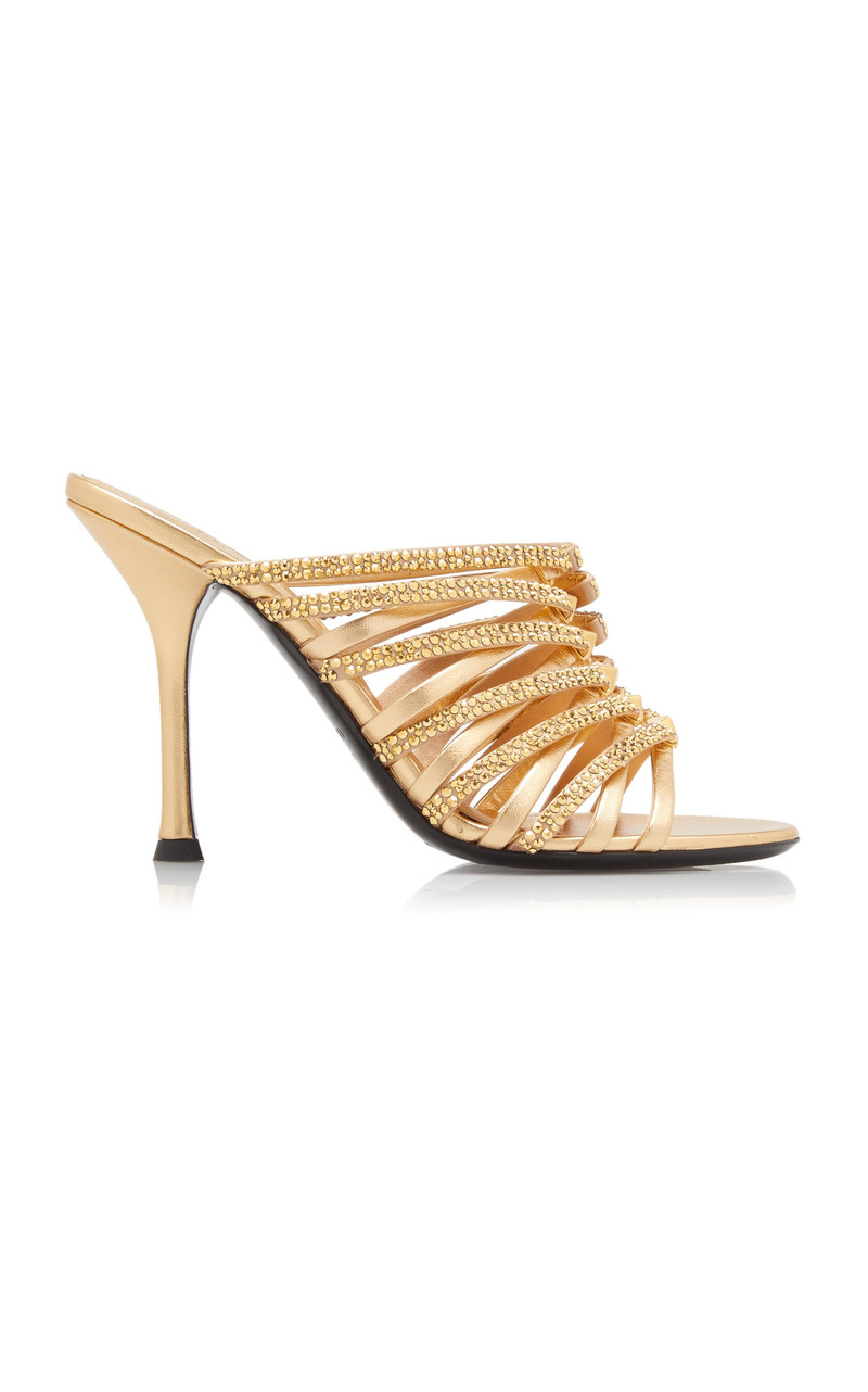Valentino Garavani Rockstud Strappy Metallic Leather Sandals gold 1