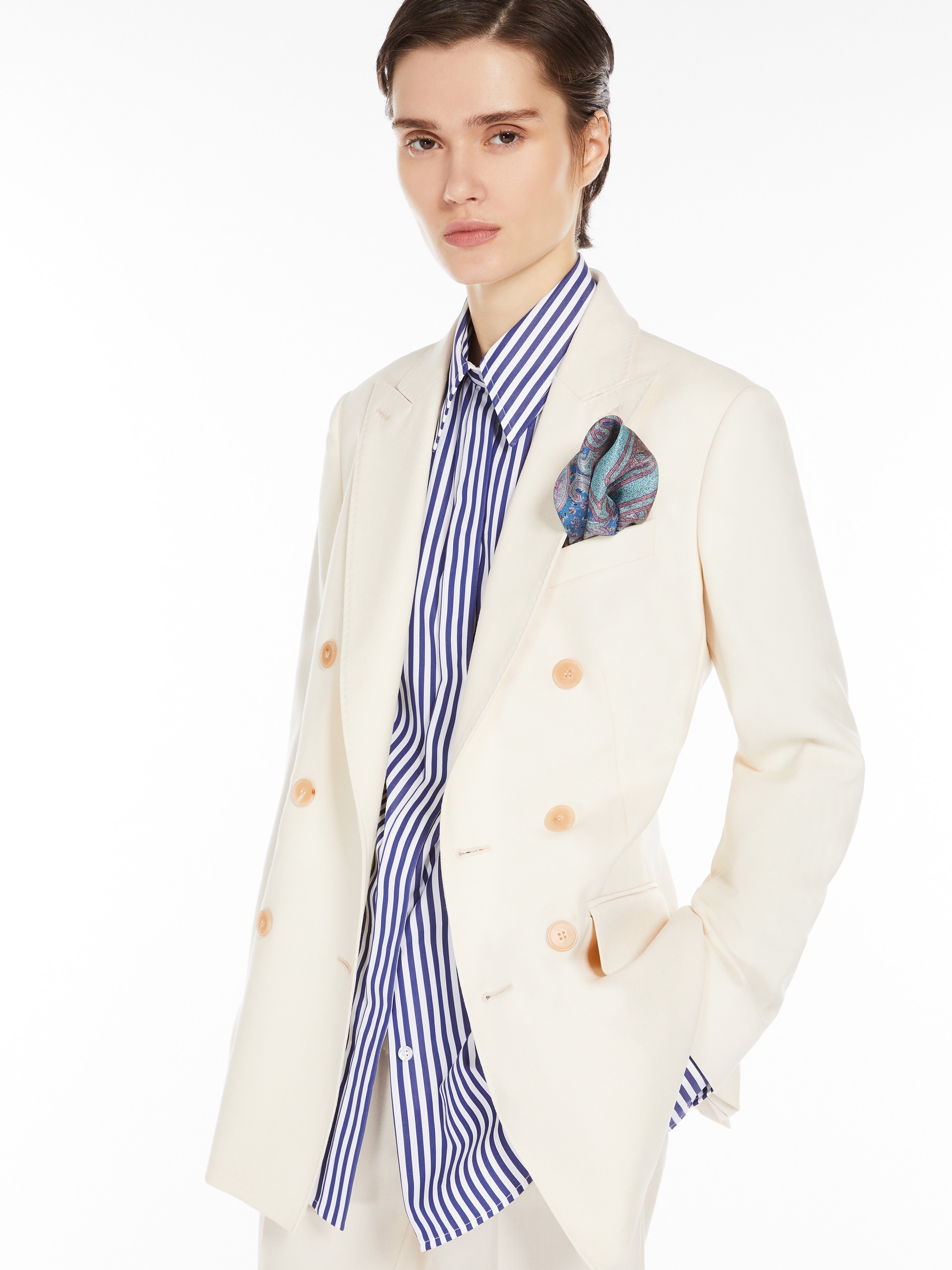 CHIFFON Double-breasted blazer in wool and mohair canvas - 2