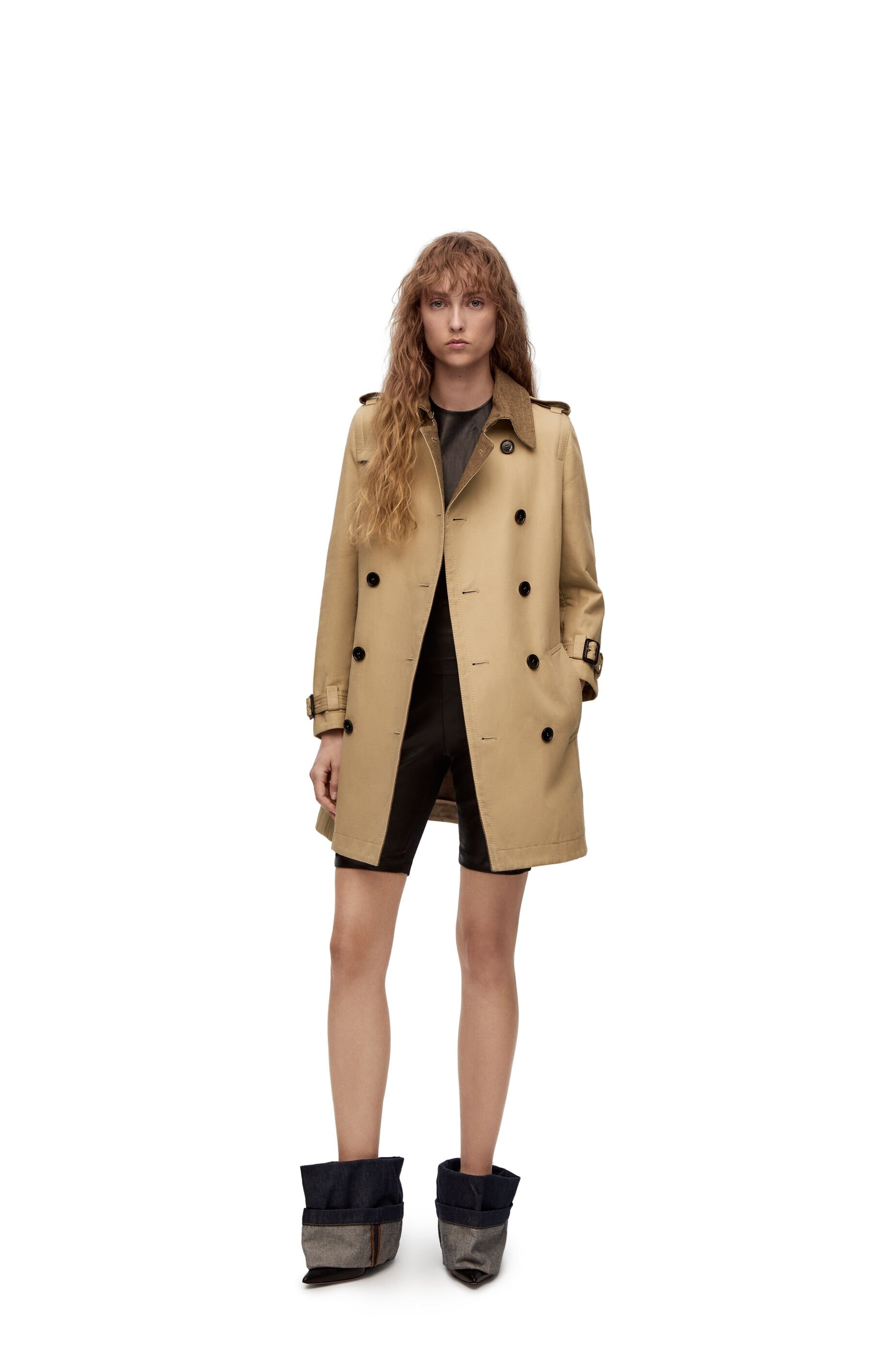 Short trench coat in cotton, linen and cashmere - 2