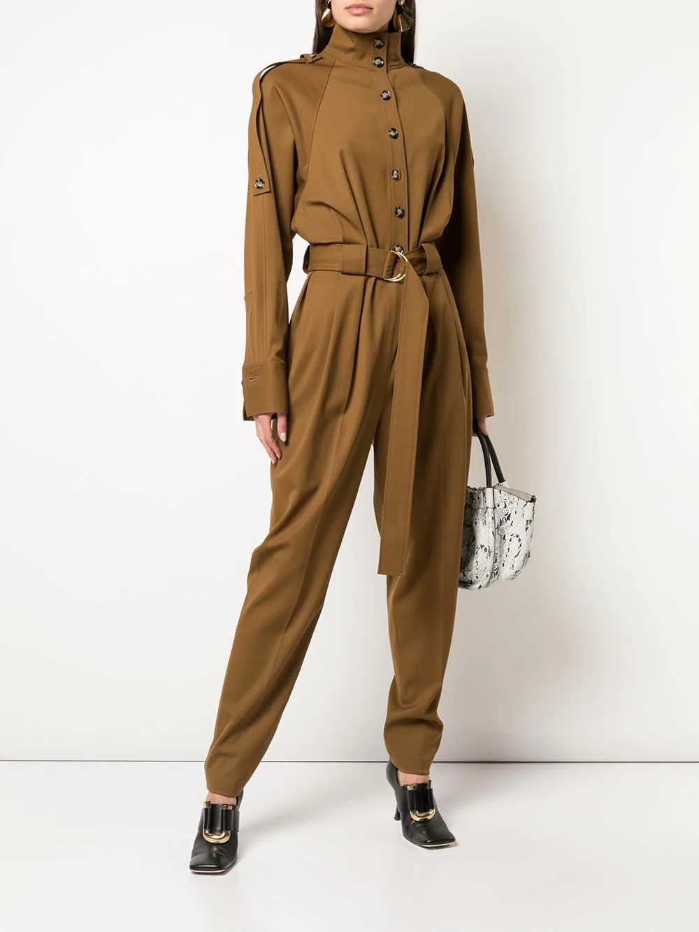 high collar buttoned jumpsuit - 2