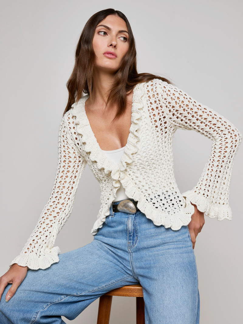 L'AGENCE Solaris Crocheted Cardigan outlook