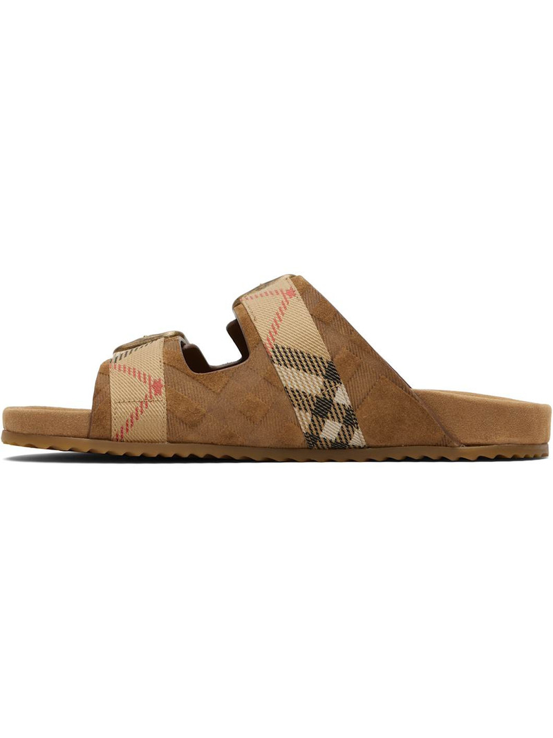 Burberry Brown Check Suede Urchin Sandals outlook