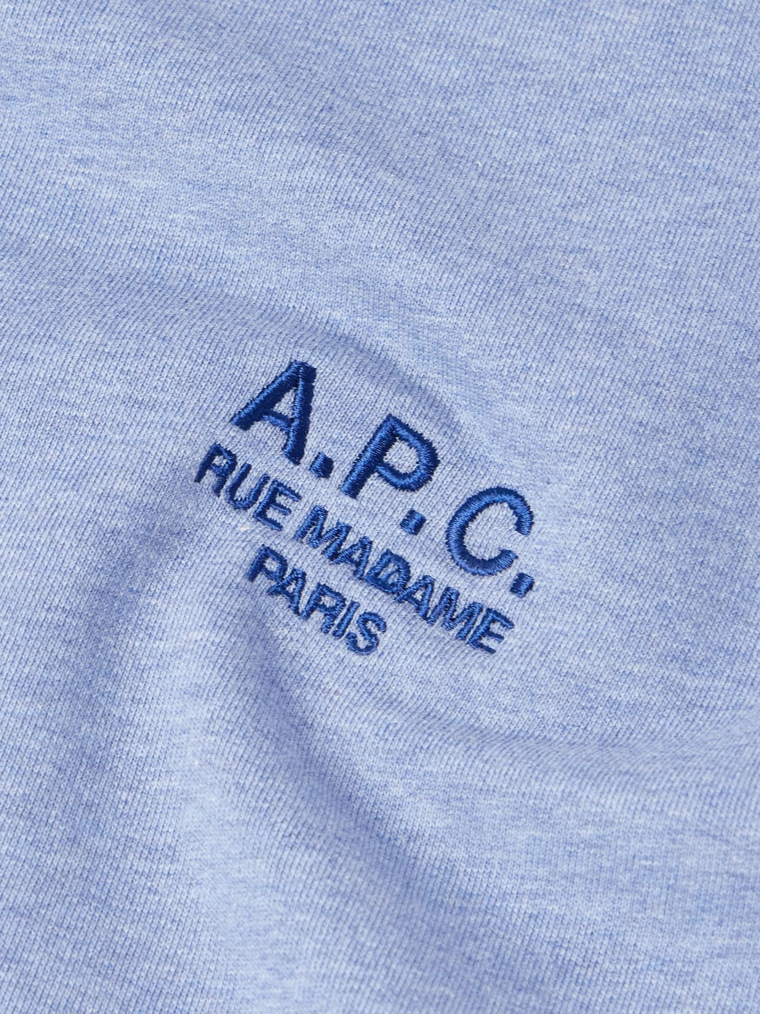 Logo-Embroidered Cotton-Blend Jersey Sweatshirt Blue - 4