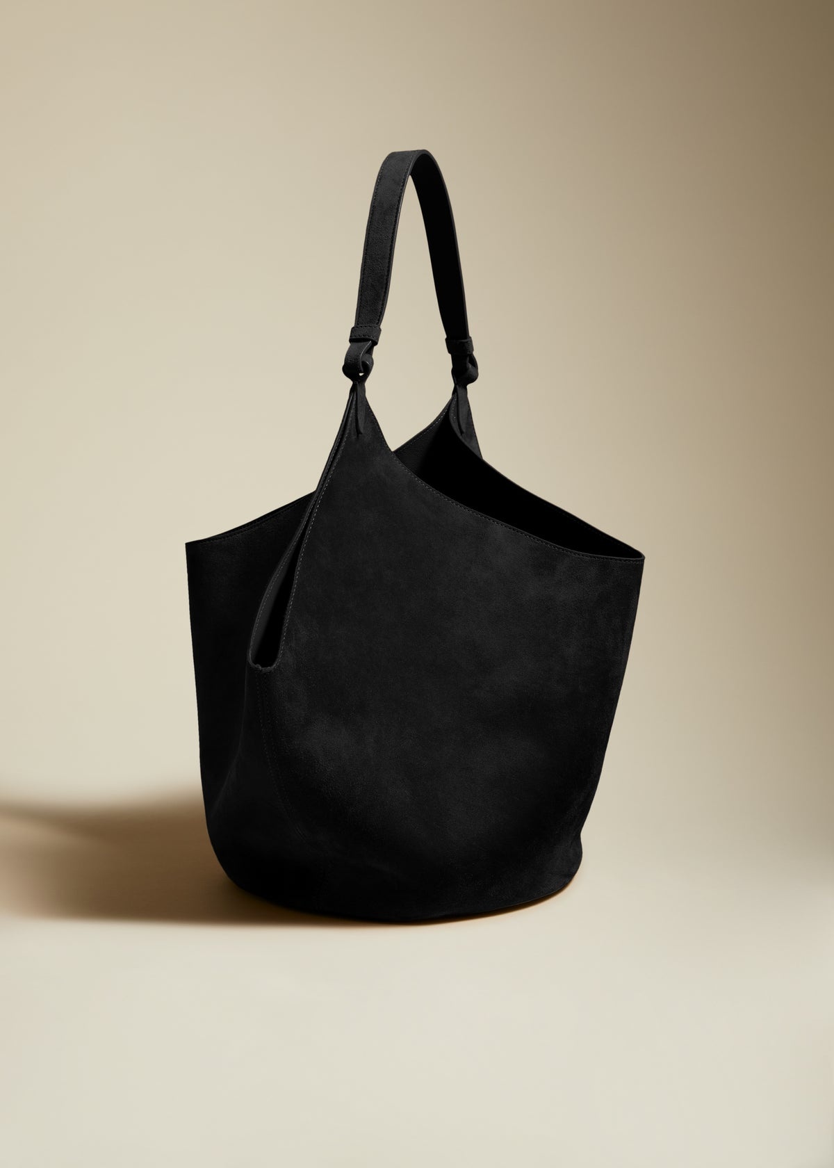 The Medium Lotus Tote in Black Suede - 2