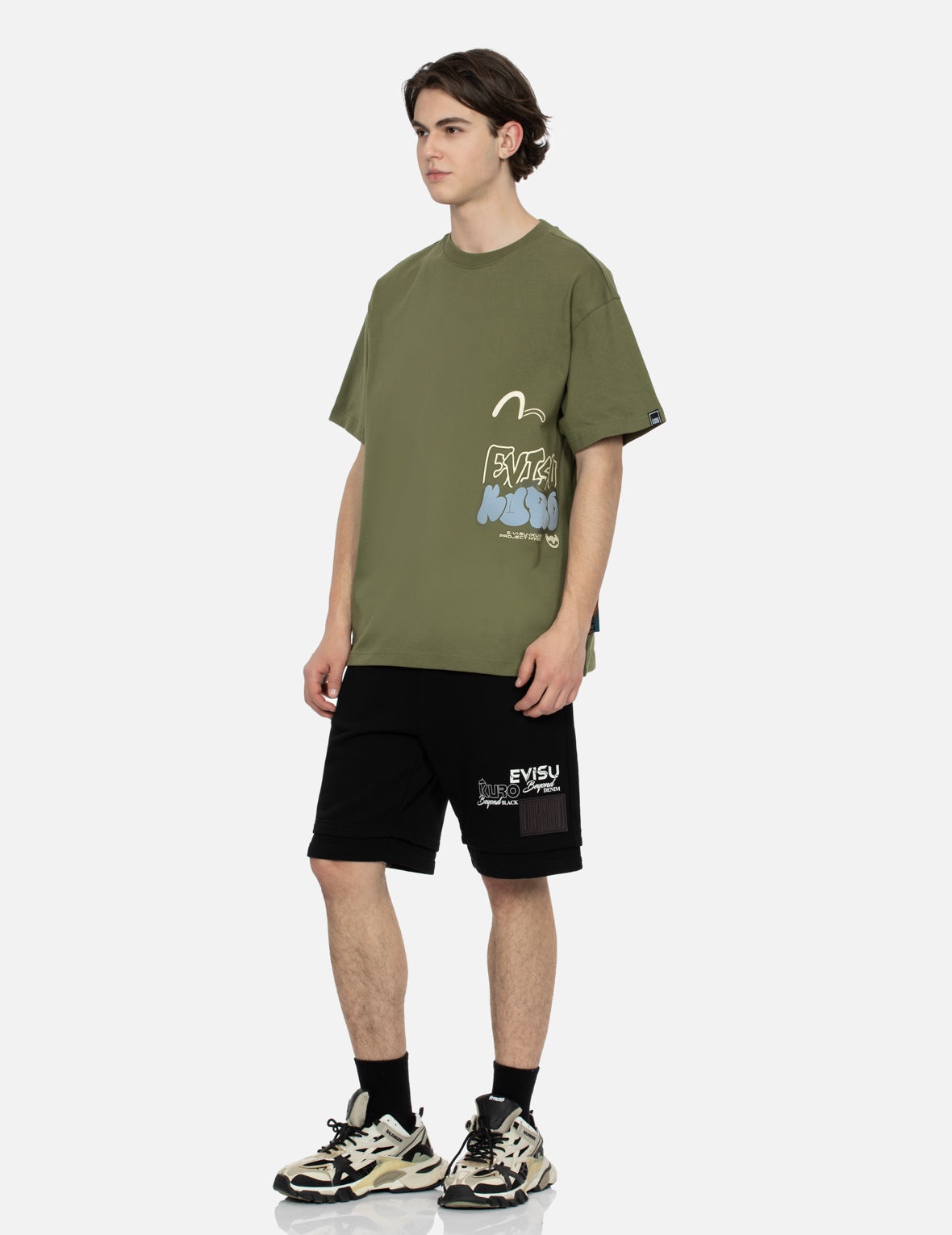 Seagull and Graffiti Logo Print Relax Fit T-Shirt - 3