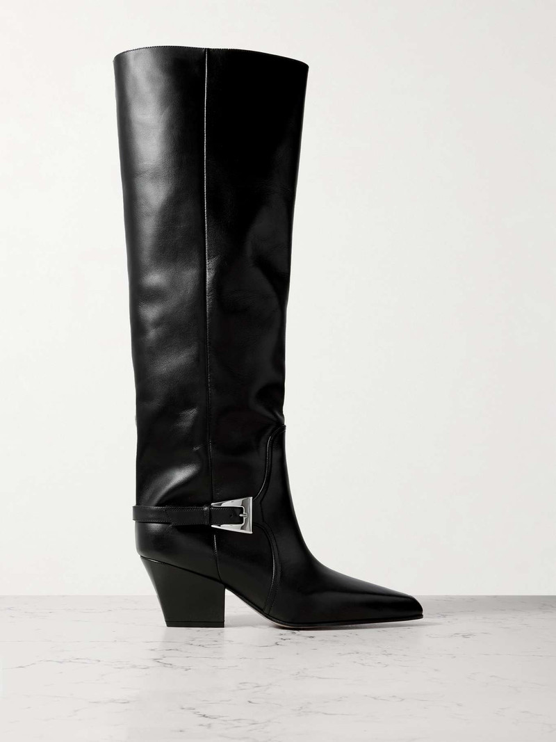 Jane buckled leather knee boots Black 1