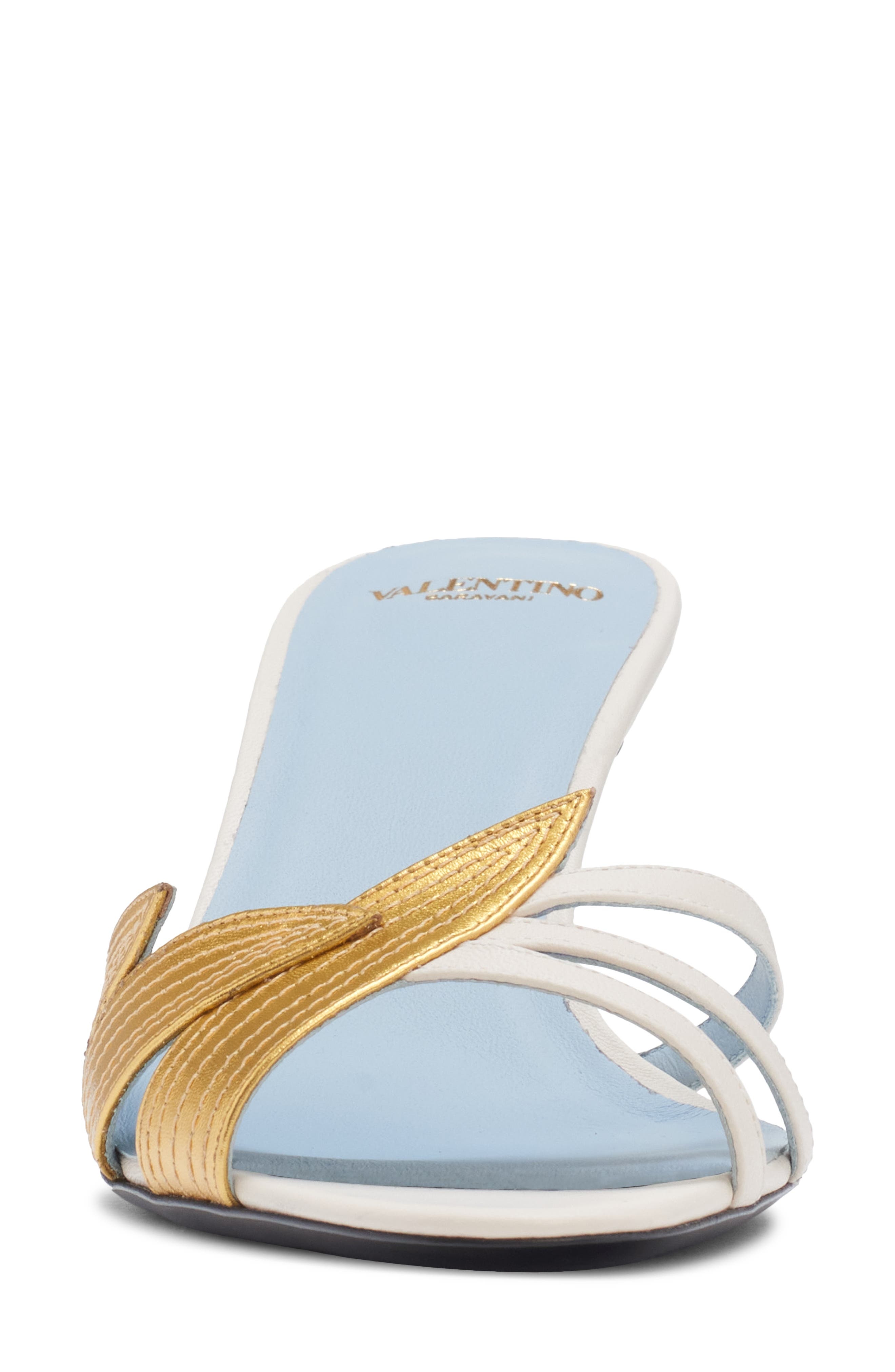 Valentino Garavani Foliage Slide Sandal in Light Ivory/Old Gold at Nordstrom - 4