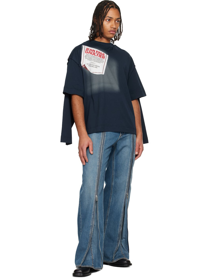 Jean Paul Gaultier Navy 'The Gaultier Label' Double T-shirt outlook