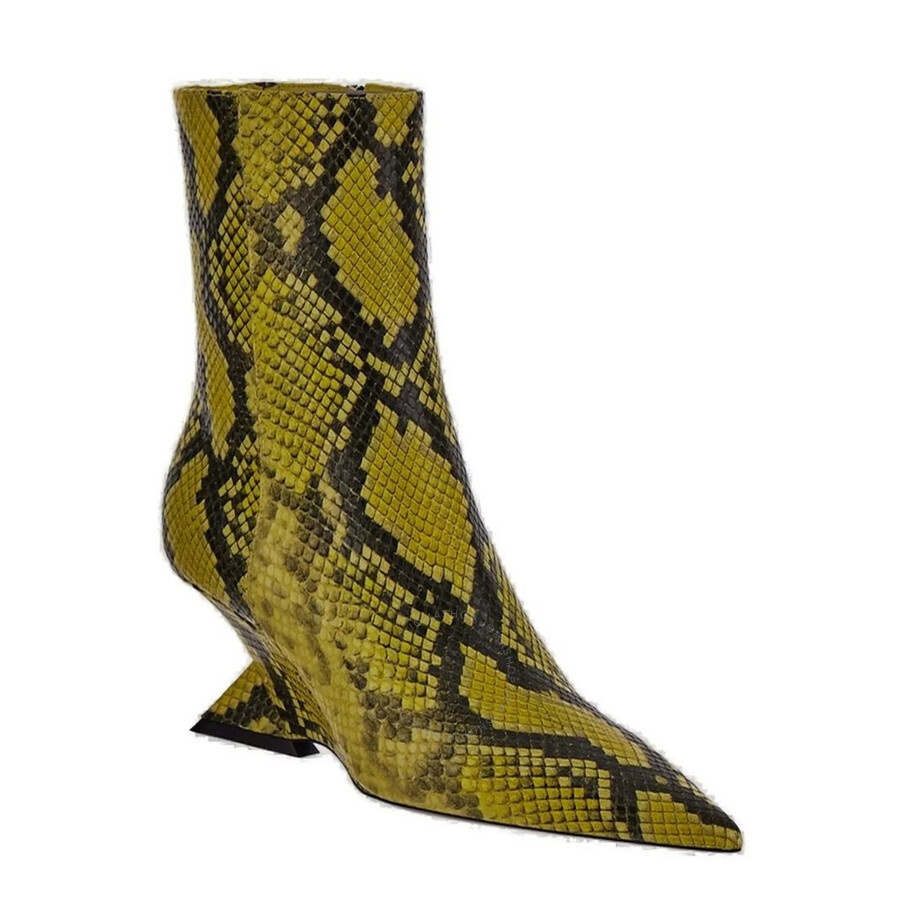 The Attico Fluo Yellow Python Leather Cheope Ankle Boots - 2