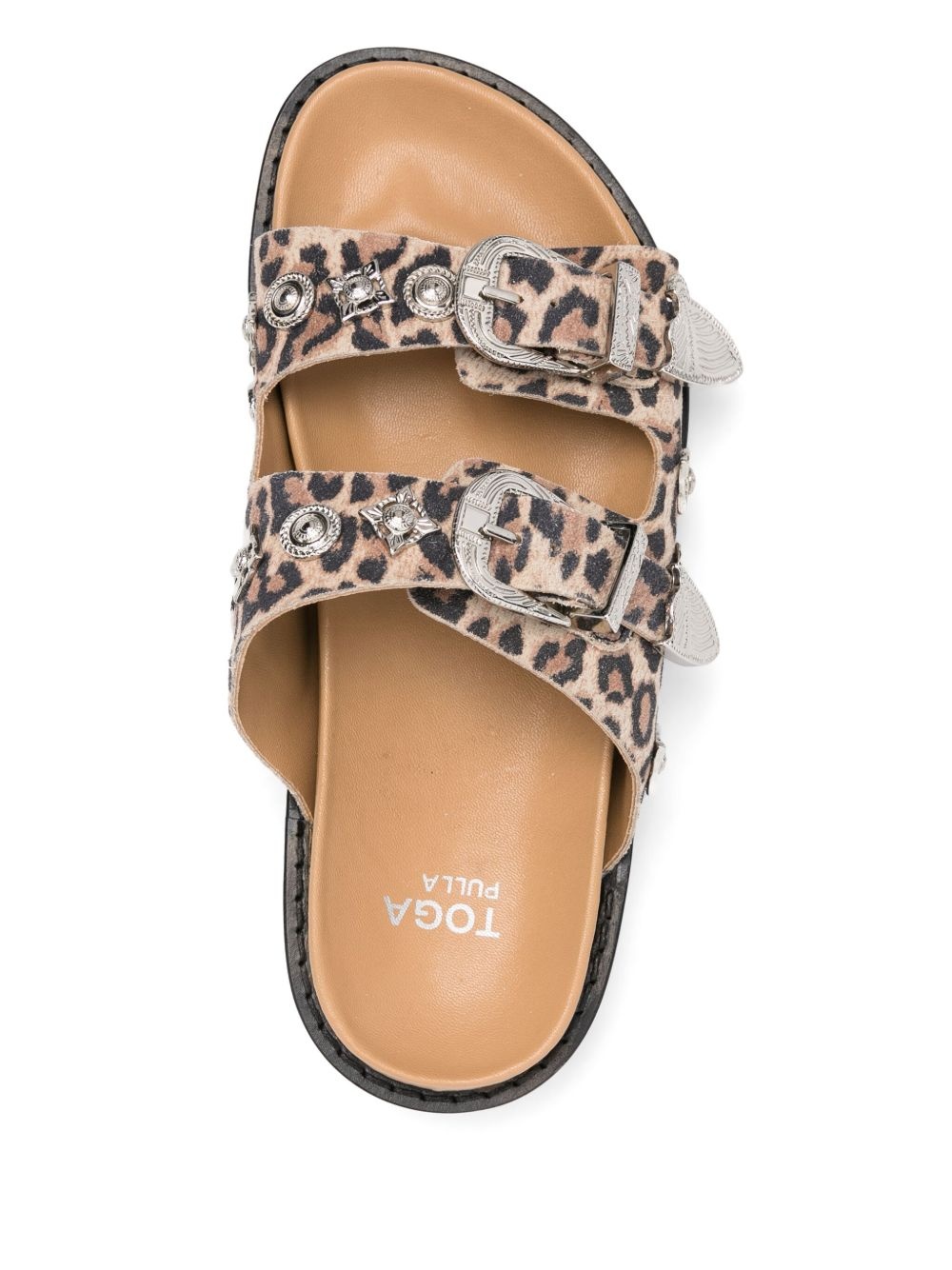leopard-print flat sandals - 4