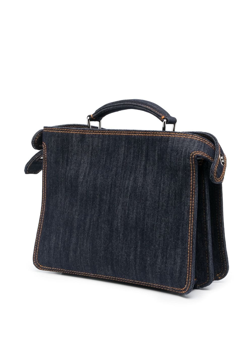 contrast-stitching denim tote bag - 3