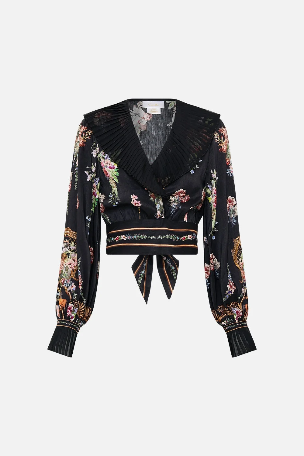 CROPPED WRAP TOP WITH PLEATED DETAIL - 1