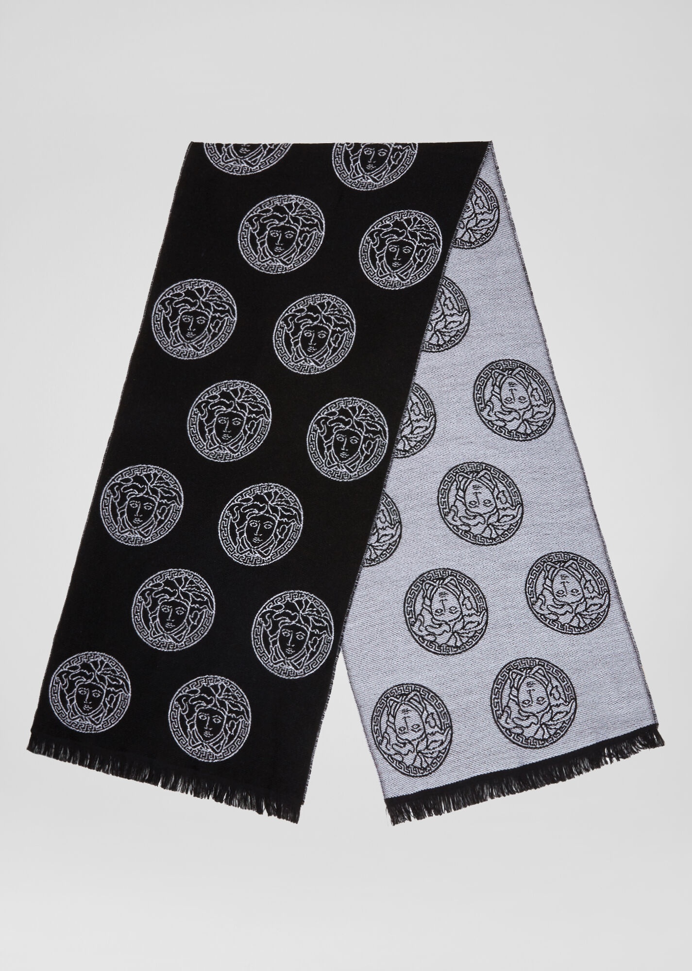 Medusa Pattern Jacquard Wool Scarf - 1