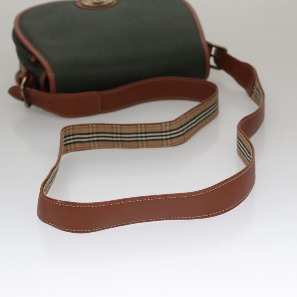 Burberry Shoulder Bag Pvc Leather Green Brown Gold - 7