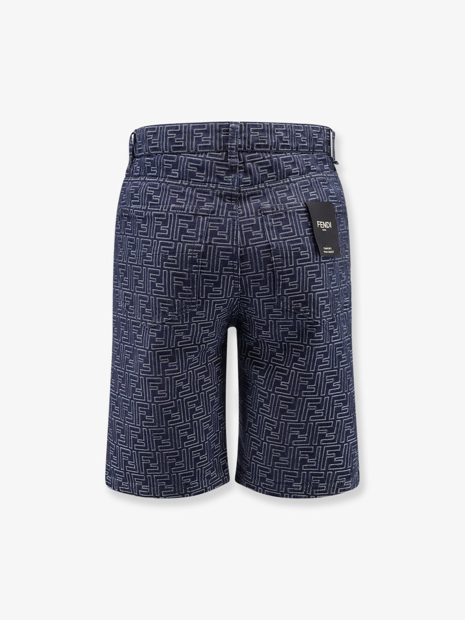 Fendi Denim Bermuda Shorts With All-Over Ff Logo - 4