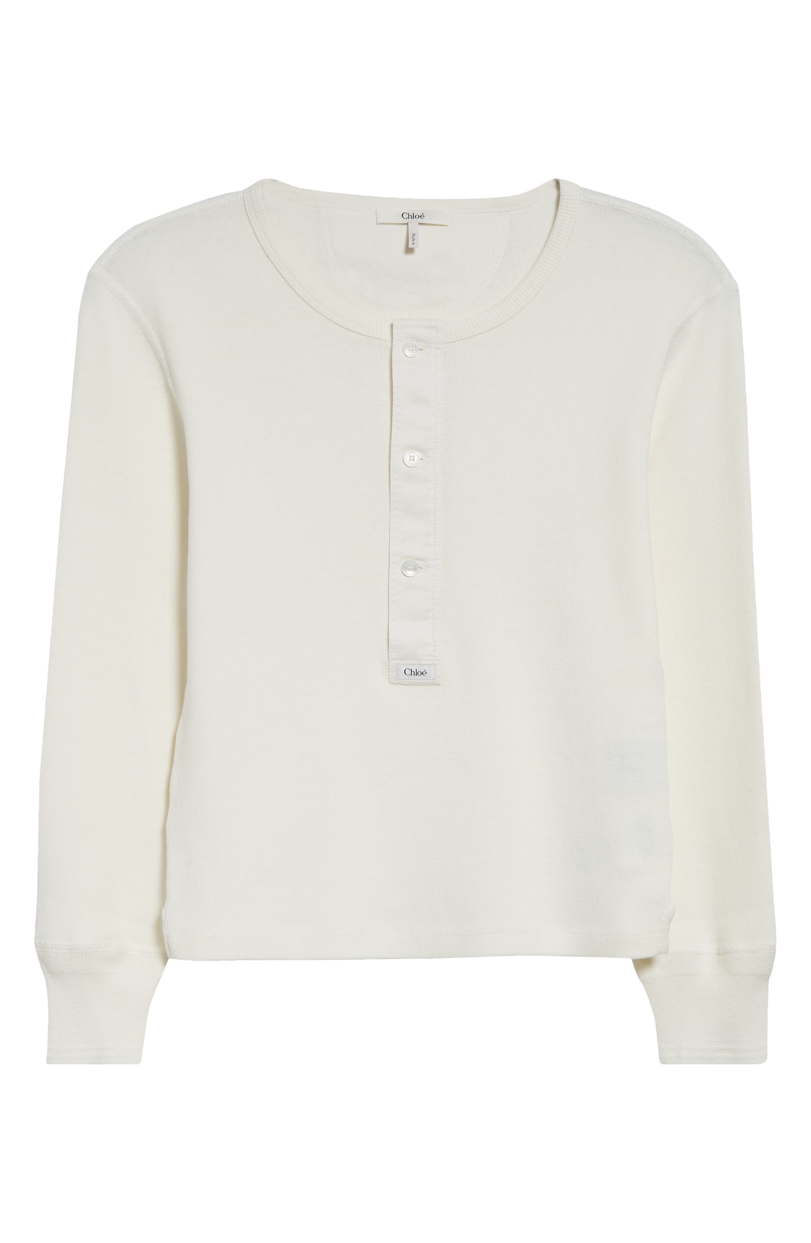 Chloé Cotton Rib Henley in Iconic Milk at Nordstrom - 6