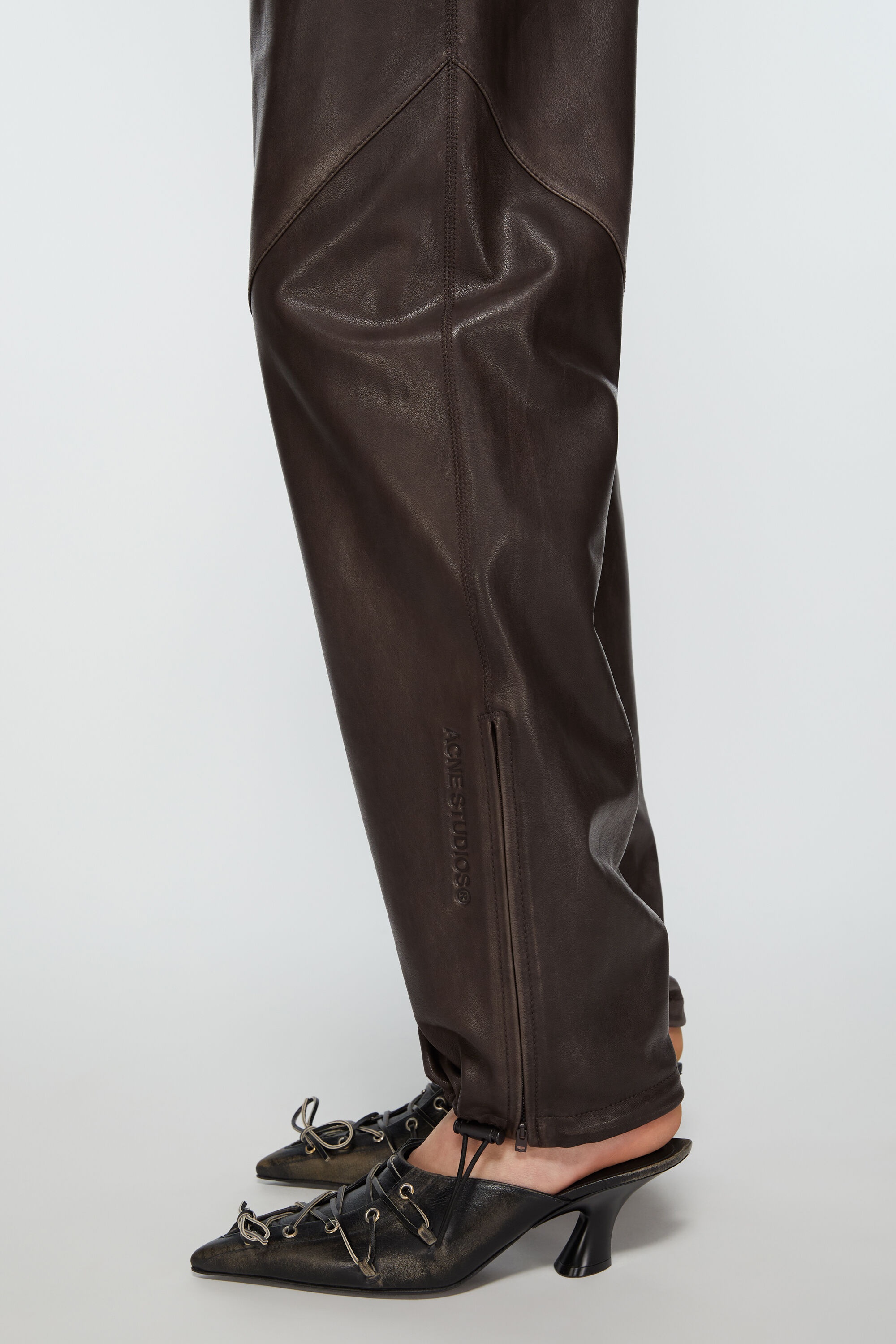 Leather casual trousers - Brown - 5