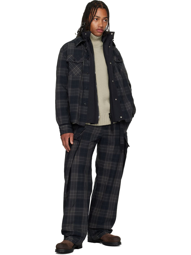 sacai Black Plaid Cargo Pants outlook
