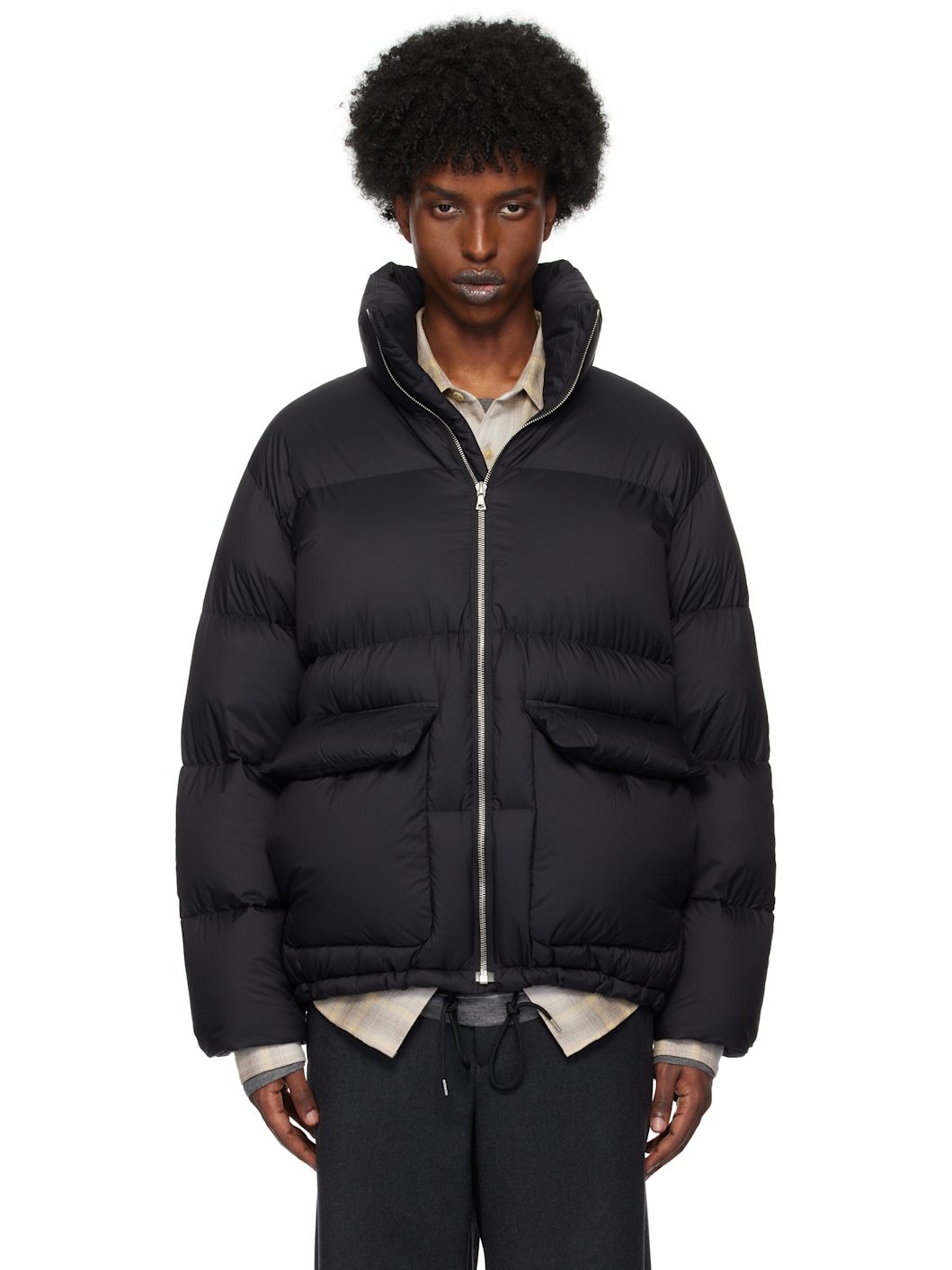 Black Super Light Nylon Ripstop Down Jacket - 1