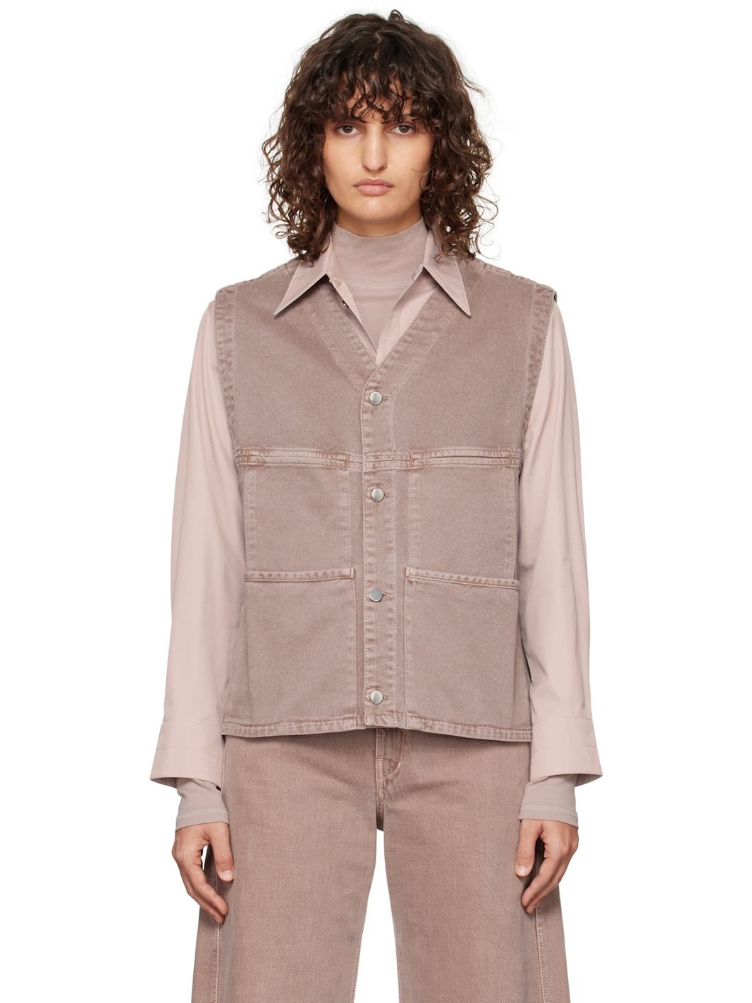 Purple Garment-Dyed Denim Vest - 1