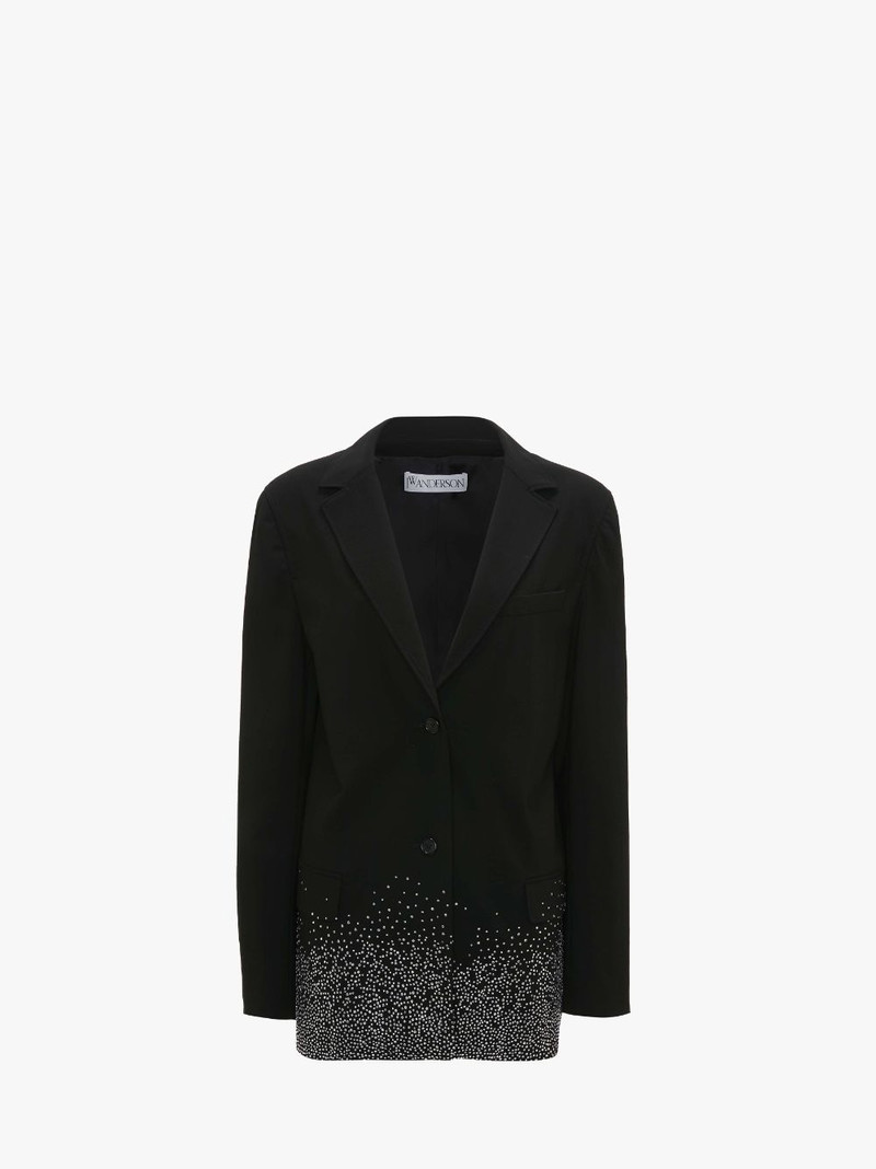 CRYSTAL HEM SINGLE-BRESTED BLAZER - 1