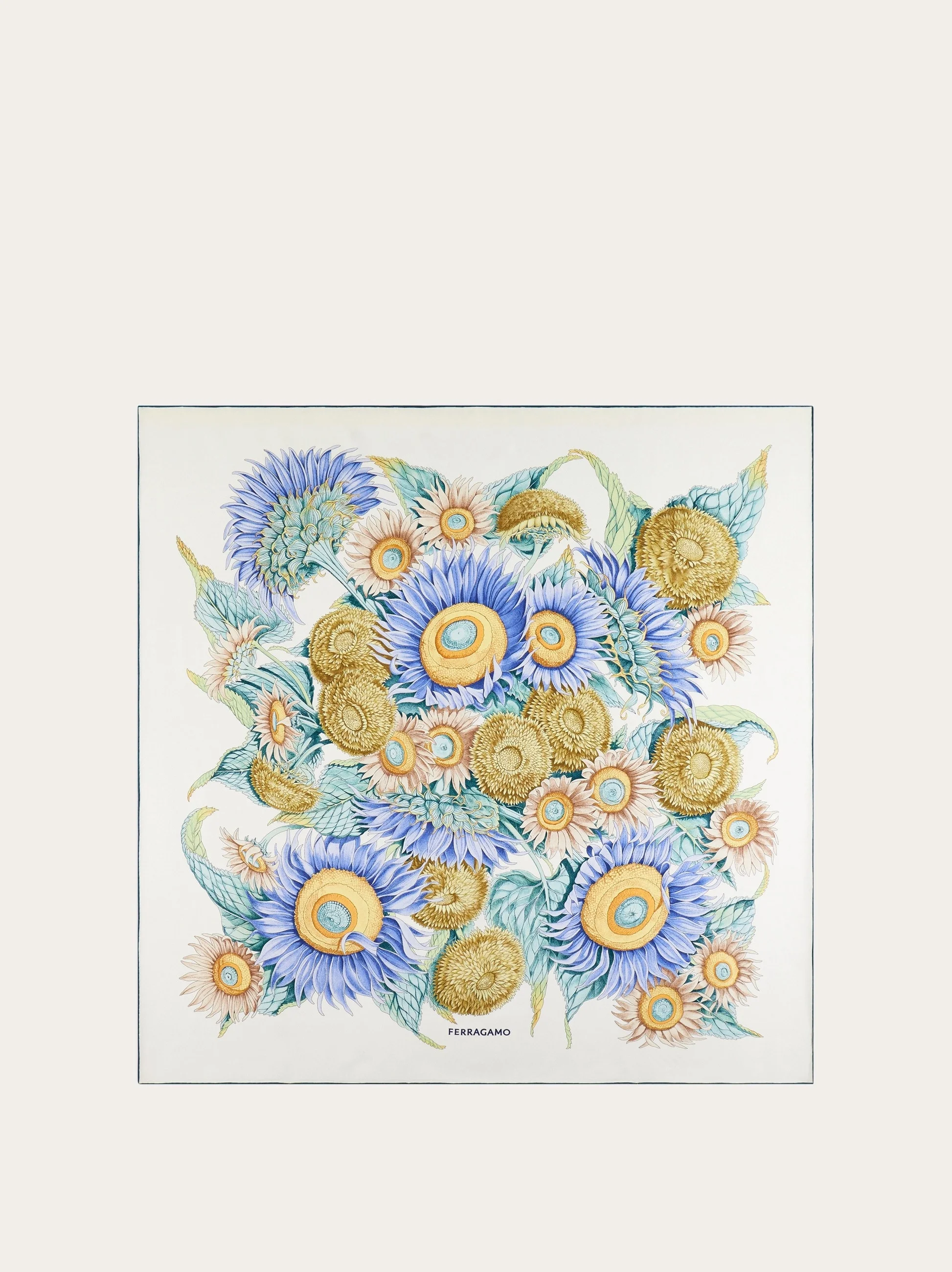 Sunflower print silk scarf - 1