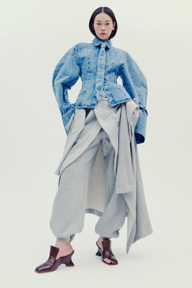 PUFF SLEEVE SHIRT INDIGO ACID WASH 13