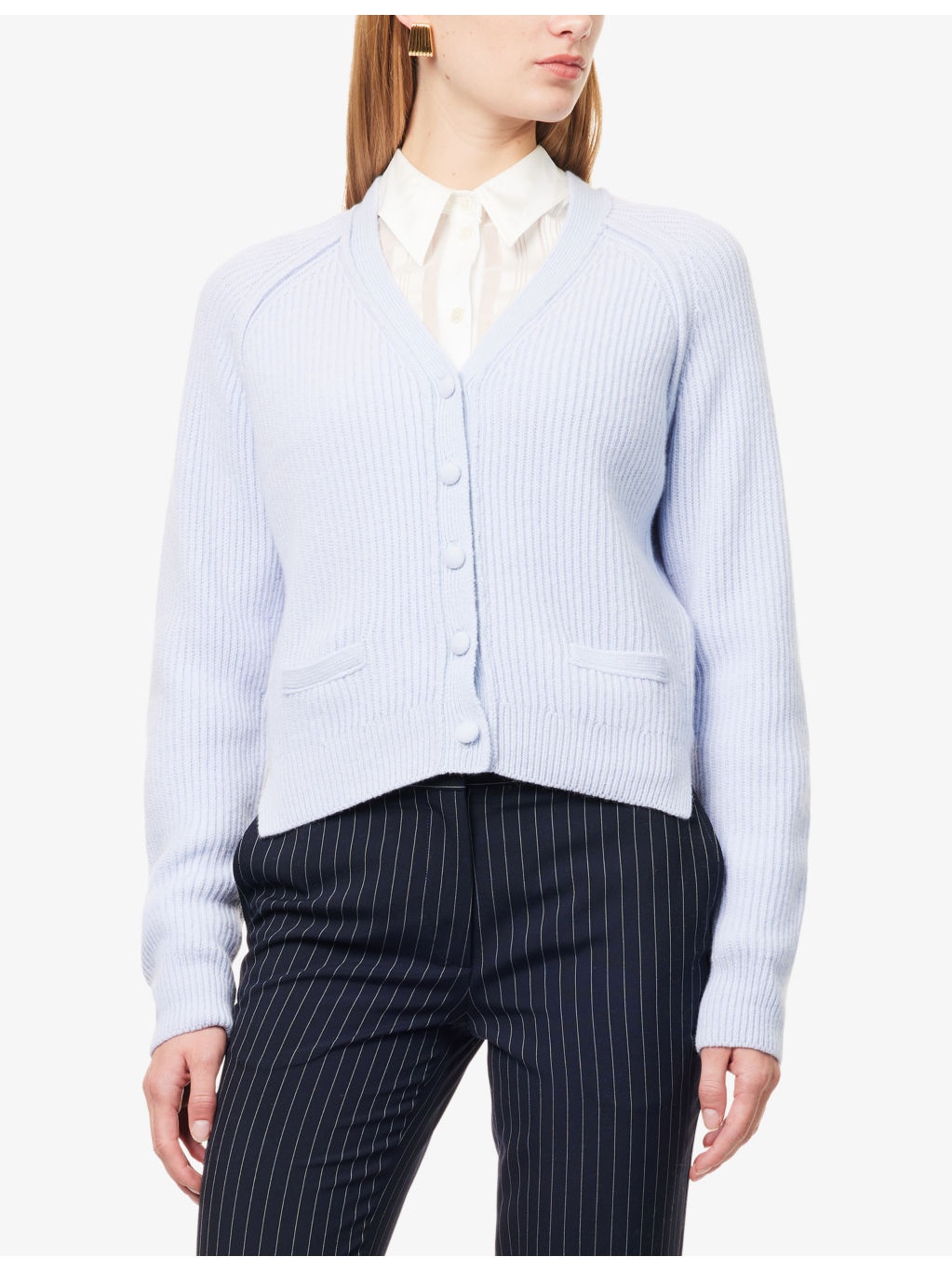 V-Neck Knitted Wool And Cashmere Cardigan - 3