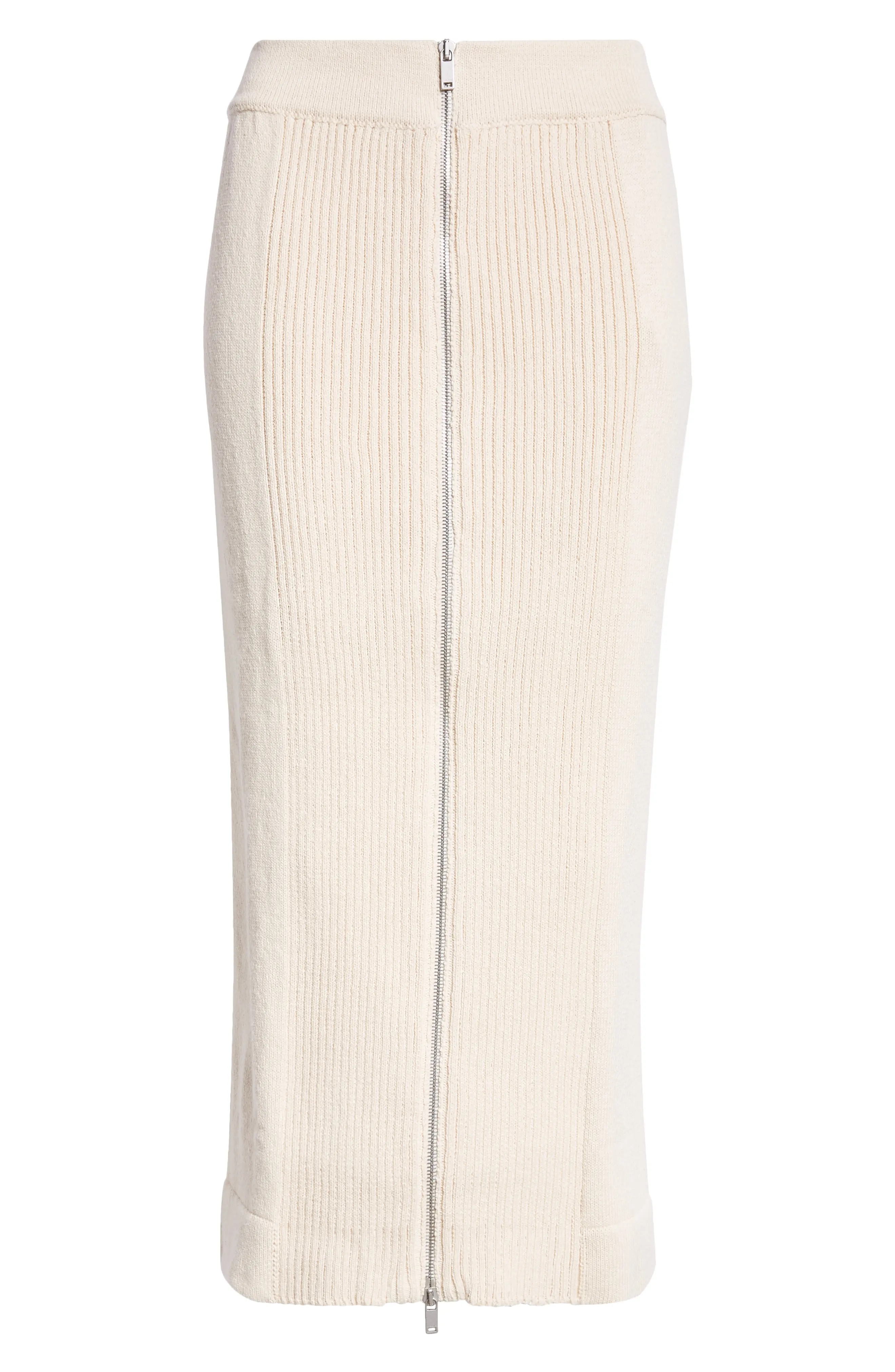 Front Zip Knit Cotton Rib Skirt - 6