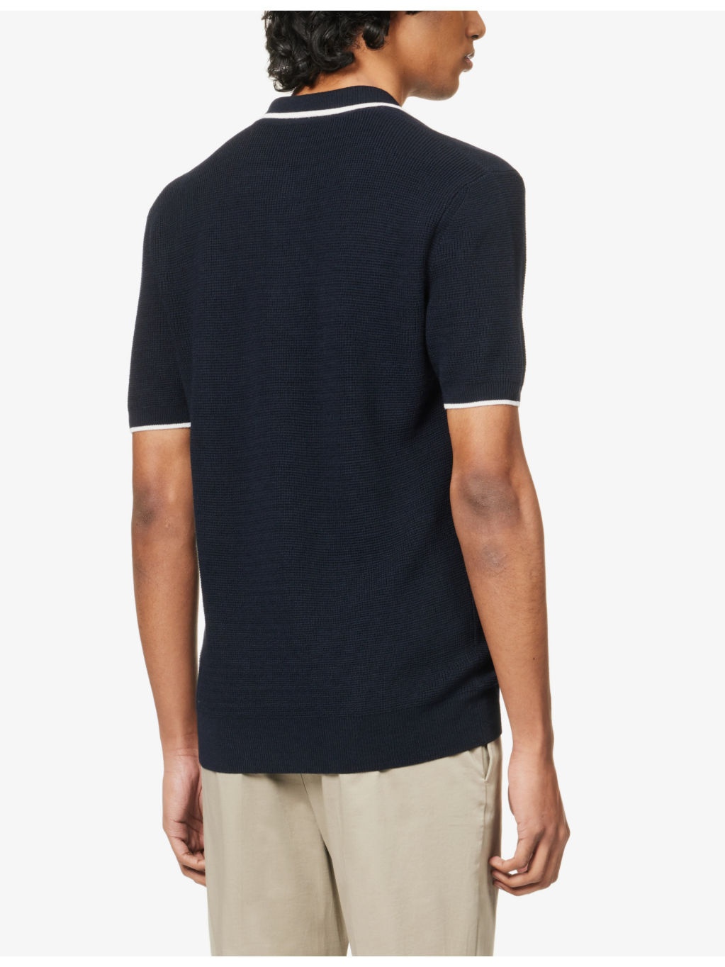 Horton contrast-stripe knitted wool polo shirt - 4