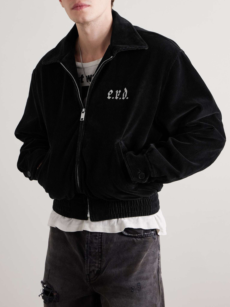 Barbara Cropped Logo-Embroidered Cotton-Corduroy Bomber Jacket 3