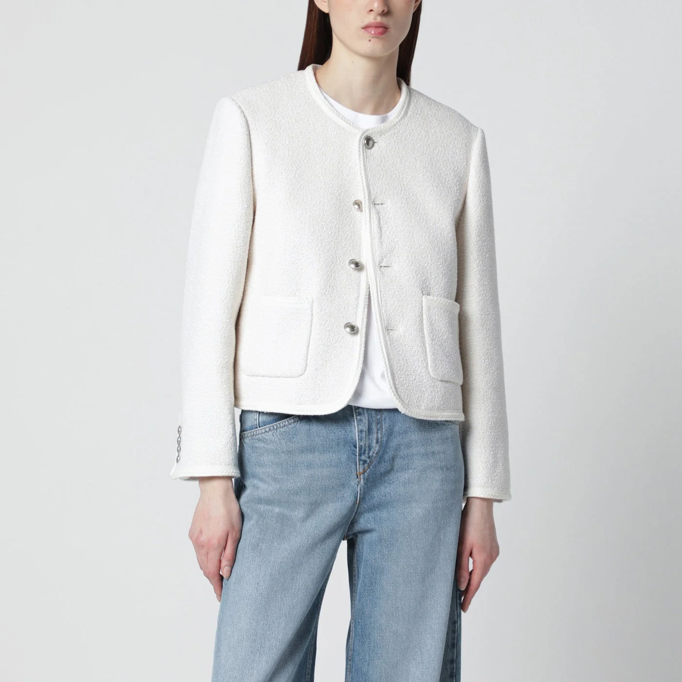 Cream bouclé tweed jacket - 1