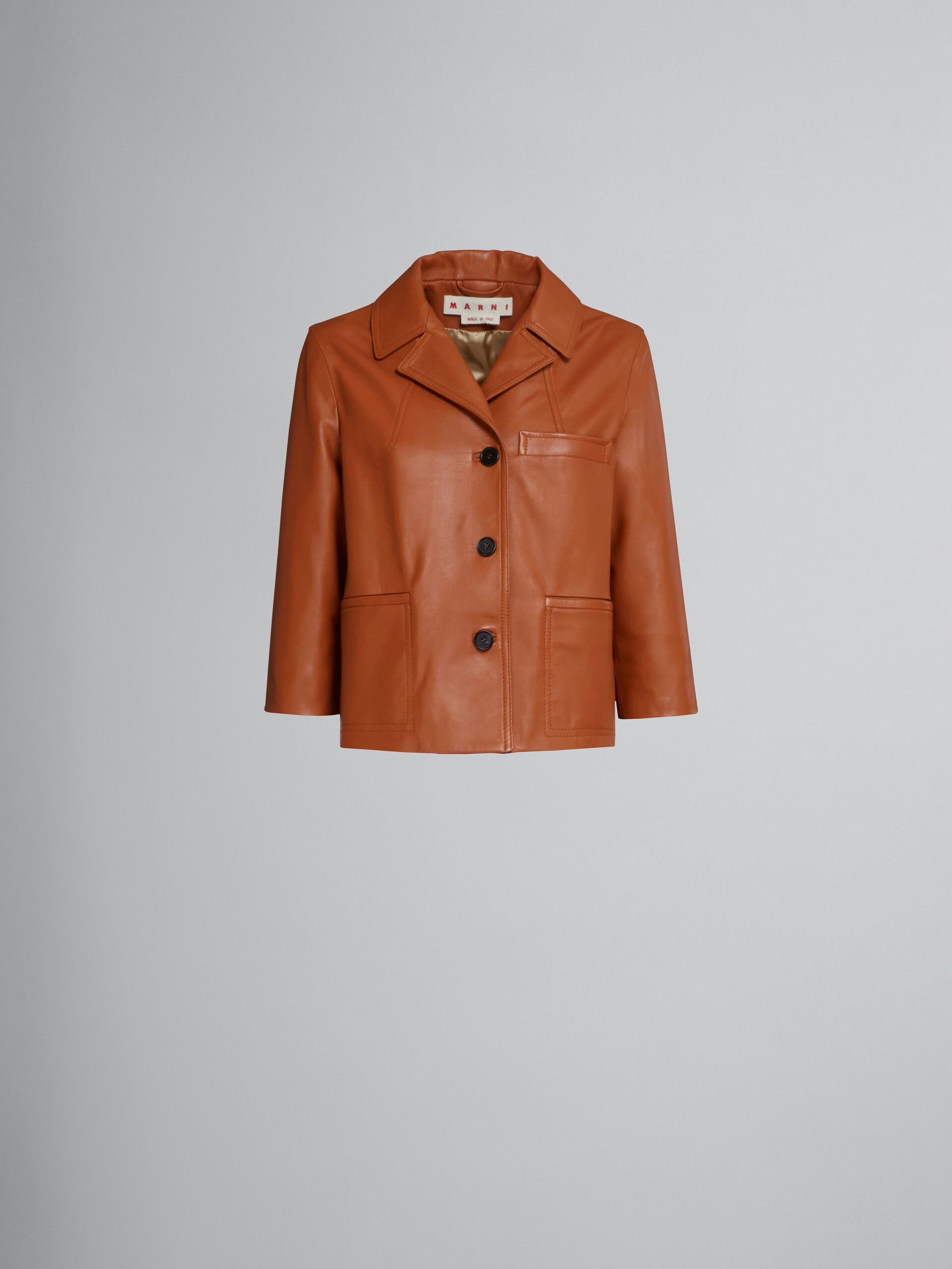 BROWN NAPPA LEATHER JACKET - 1