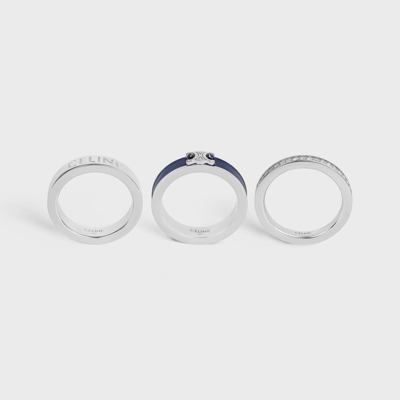 CELINE BOLT RINGS IN ENAMEL, STRASS AND BRASS WITH RHODIUM FINISH 1