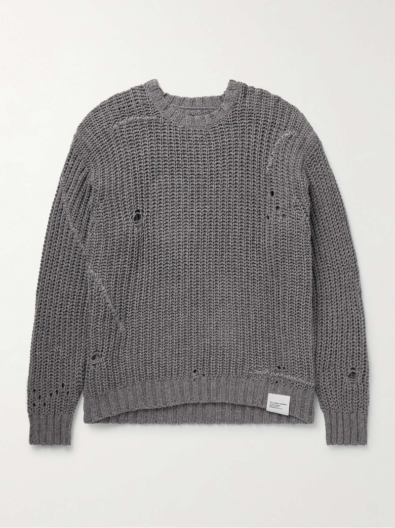 Savage Logo-Appliquéd Distressed Cotton-Blend Sweater 1