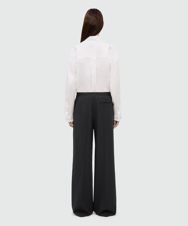Black palazzo trousers in cool wool with elastic band and MSGM logo 3