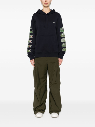 LACOSTE crocodile-print cotton hoodie outlook