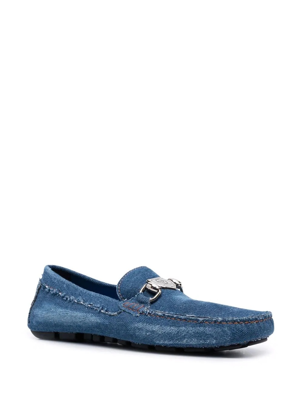 denim logo-plaque moccasins - 2