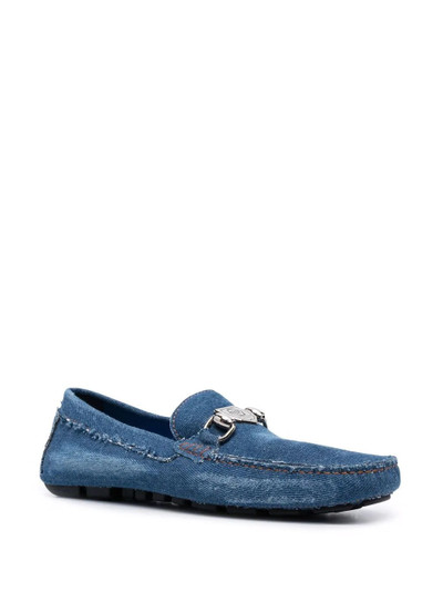 PHILIPP PLEIN denim logo-plaque moccasins outlook