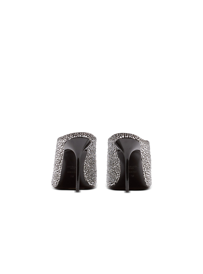 Suede and rhinestone mules with front piercing 4