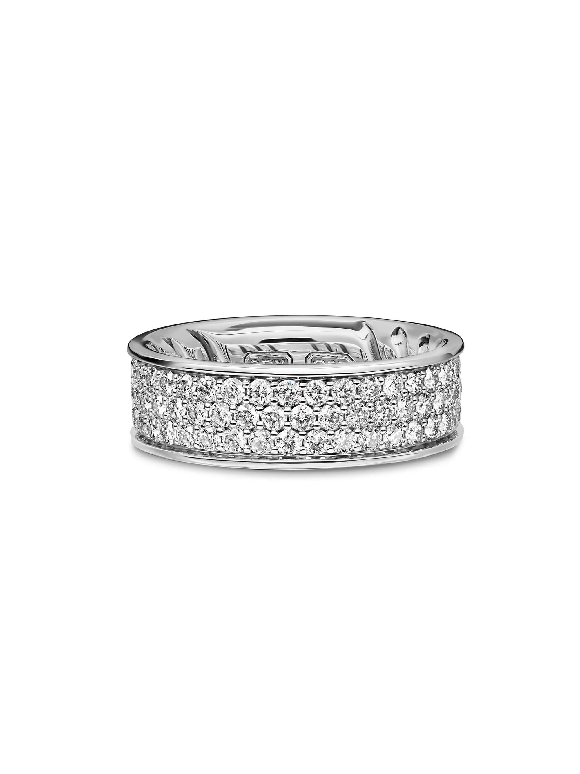 Men's Streamline Band Ring in Sterling Silver - Diamond - 1