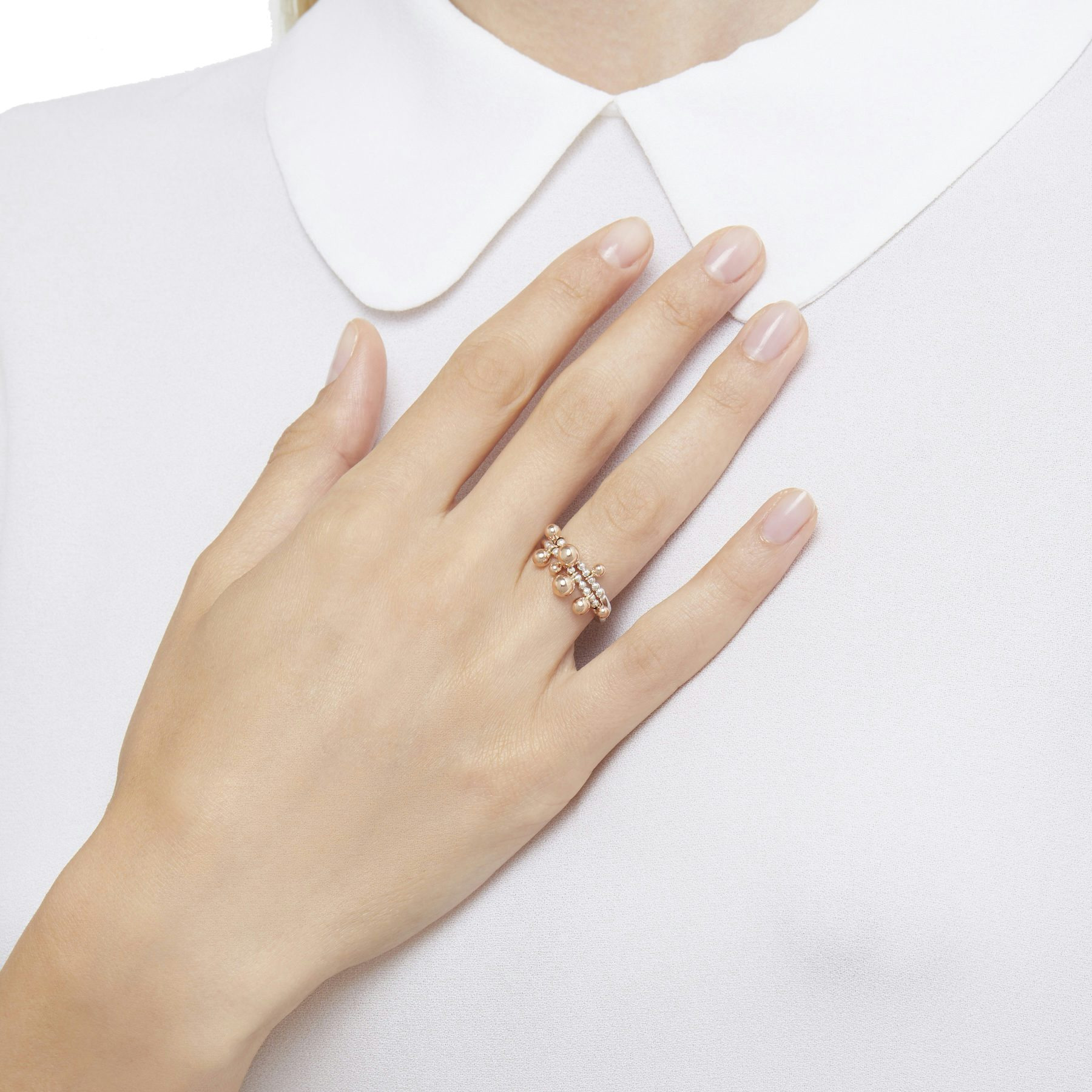 SILVER & ROSE GOLD BOLLICINE RING - 5