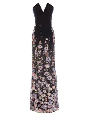 Women's Fernanda Embroidered Strapless Gown - Navy Multi - 1