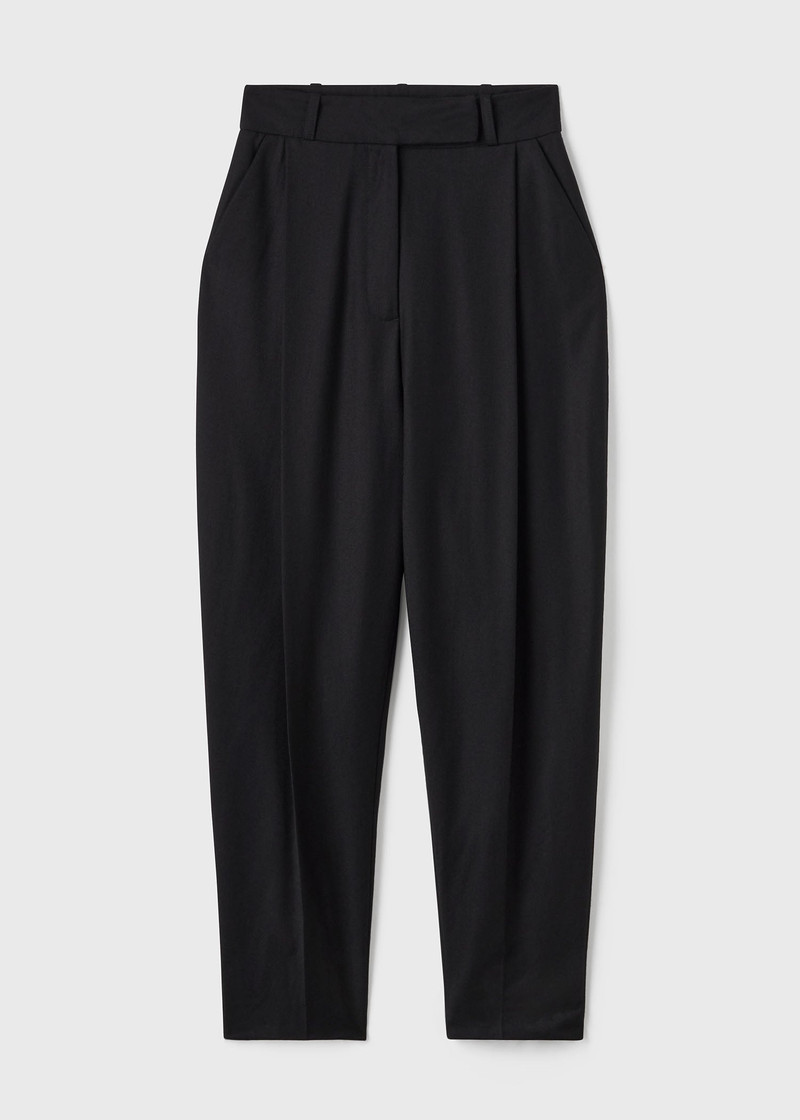 Deep pleat wool trousers black 1