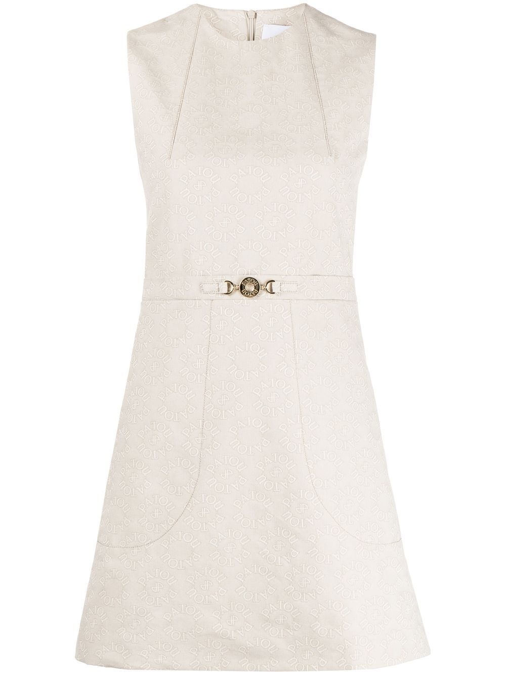 logo-jacquard cotton A-line minidress - 1