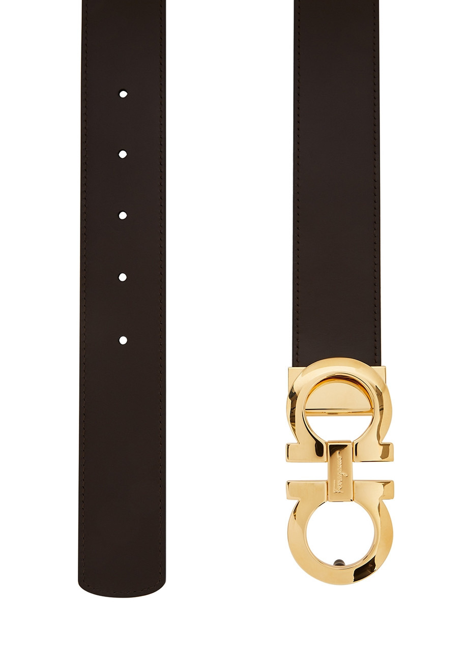 Gancini black reversible leather belt - 3