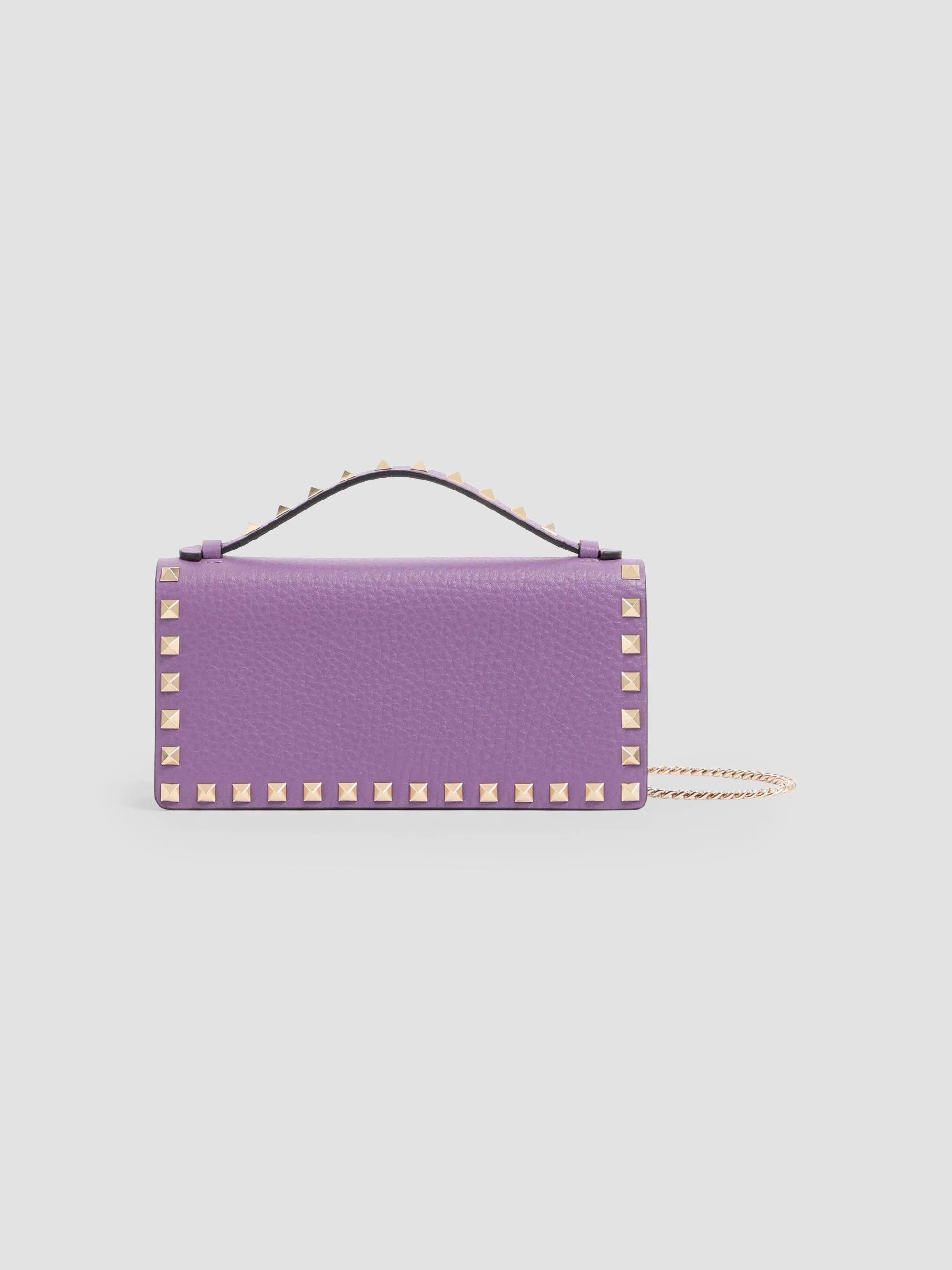Women's Rockstud Wallet with Chain - Purple - 1