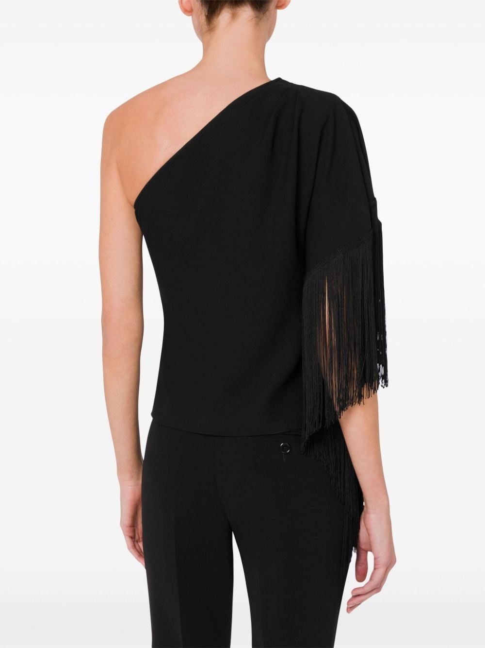 one-shoulder fringed blouse - 3