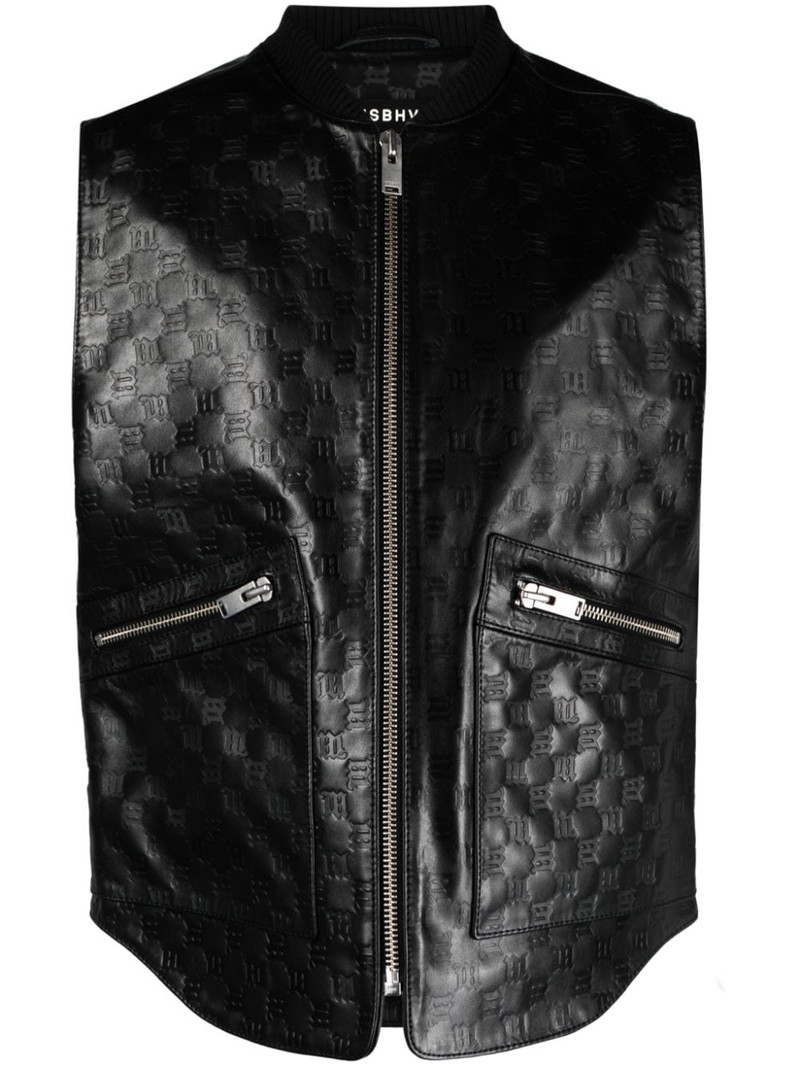 monogram-embossed leather vest 1